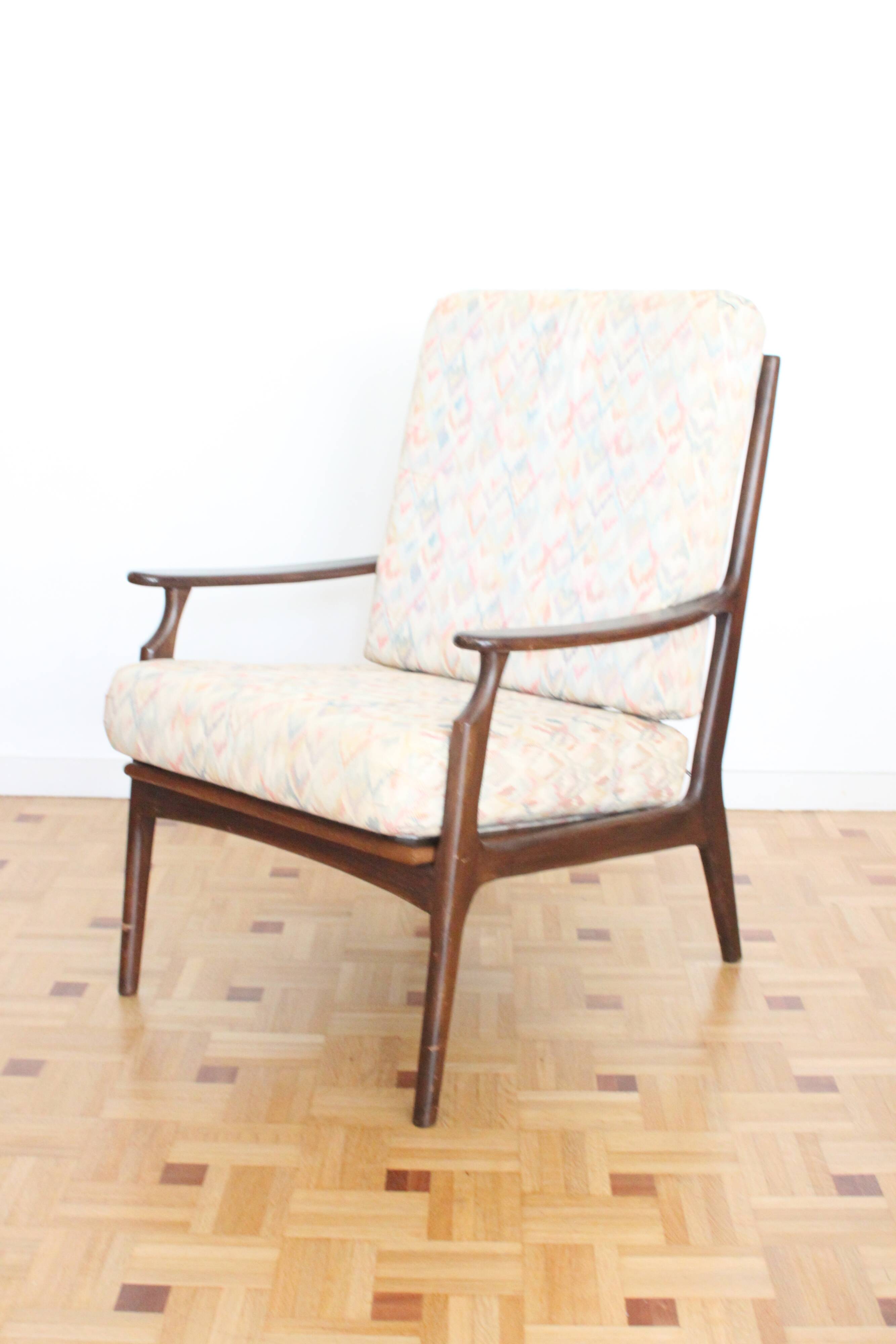 Fauteuil relax vintage en bois de style scandinave, 1950