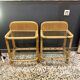 Paire de chevets vintage rotin et verre
