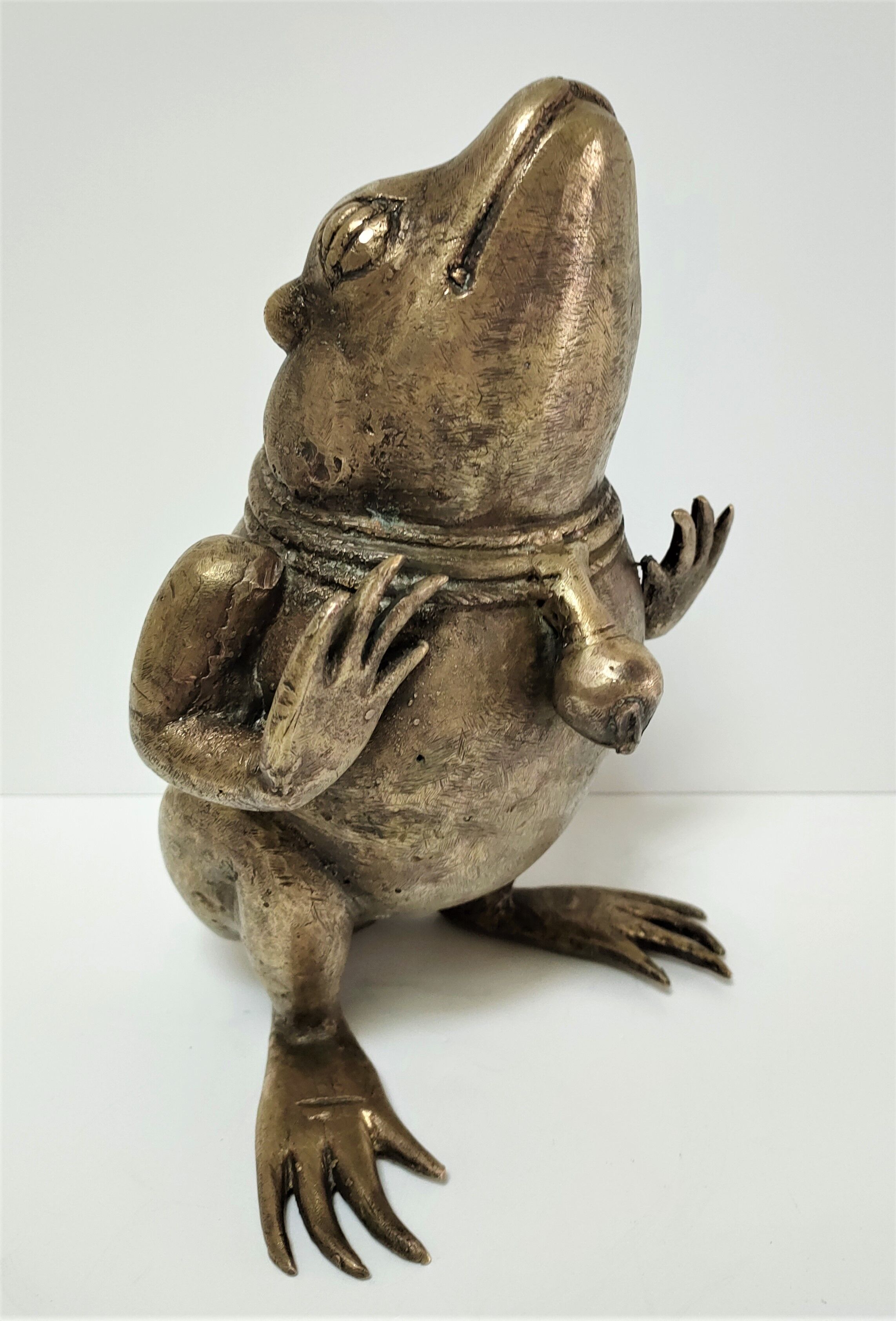 Patinated brass sculptural frog 60s