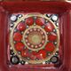Georges Pelletier red and gold square ceramic pocket emptier, 1970s