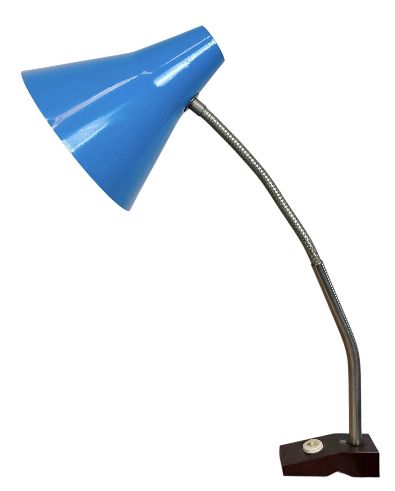 Blue Industrial German Workshop Table Lamp from Reif Dresden, 1960s