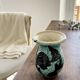 Vintage ceramic vase from Vallauris, 1950s-60s, turquoise and black.