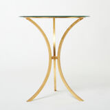 Golden iron and glass pedestal table by Roger Thibier 1960