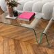 Vintage coffee table in curved corrugated tempered glass minimalist design
