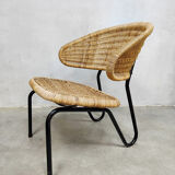 Fauteuil en rotin design hollandais du milieu du siècle Dirk van Sliedregt Gebr. Jonkers