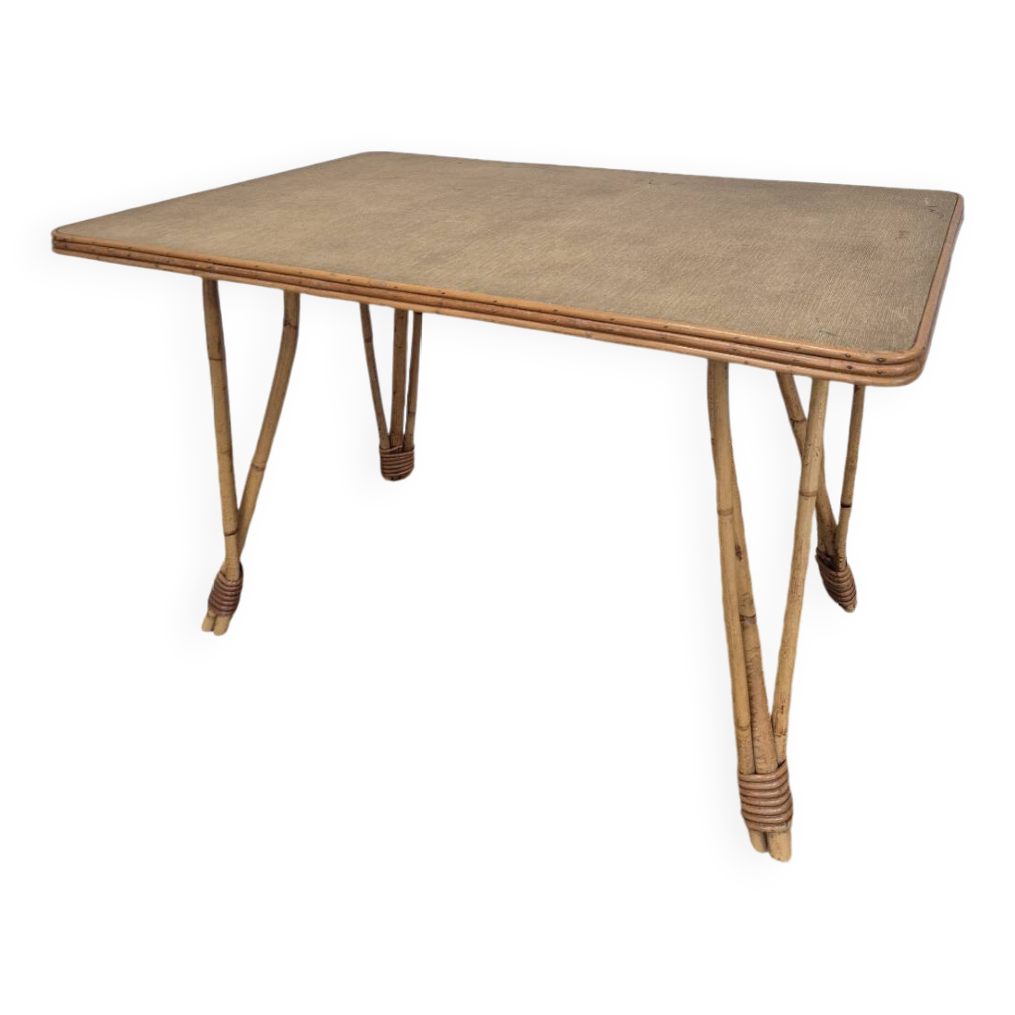 Rattan compass leg dining table, 1950s