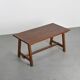 Mahogany dining table and benches, mountain work, France circa 1960