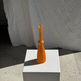 Vase soliflore en verre orange vintage H34