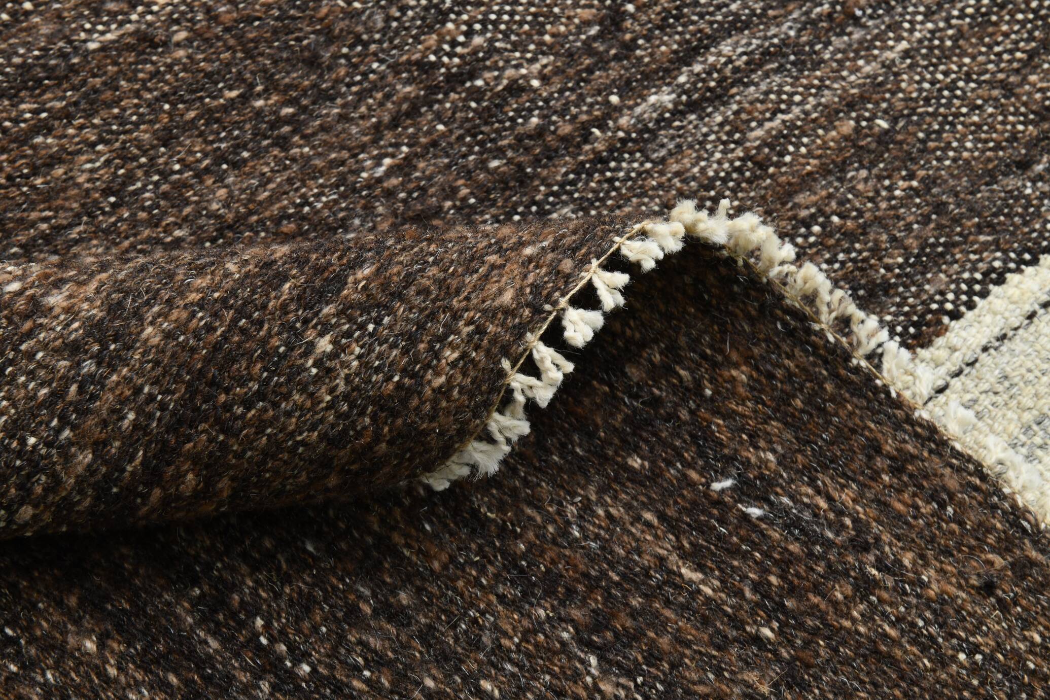 6x10 Brown & Beige Handmade Wool Kilim Rug, 195x324Cm