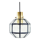 Mid-Century Glass & Brass Pendant Light from Limburg, Germany, 1960s/1970s