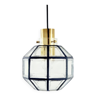 Mid-Century Glass & Brass Pendant Light from Limburg, Germany, 1960s/1970s