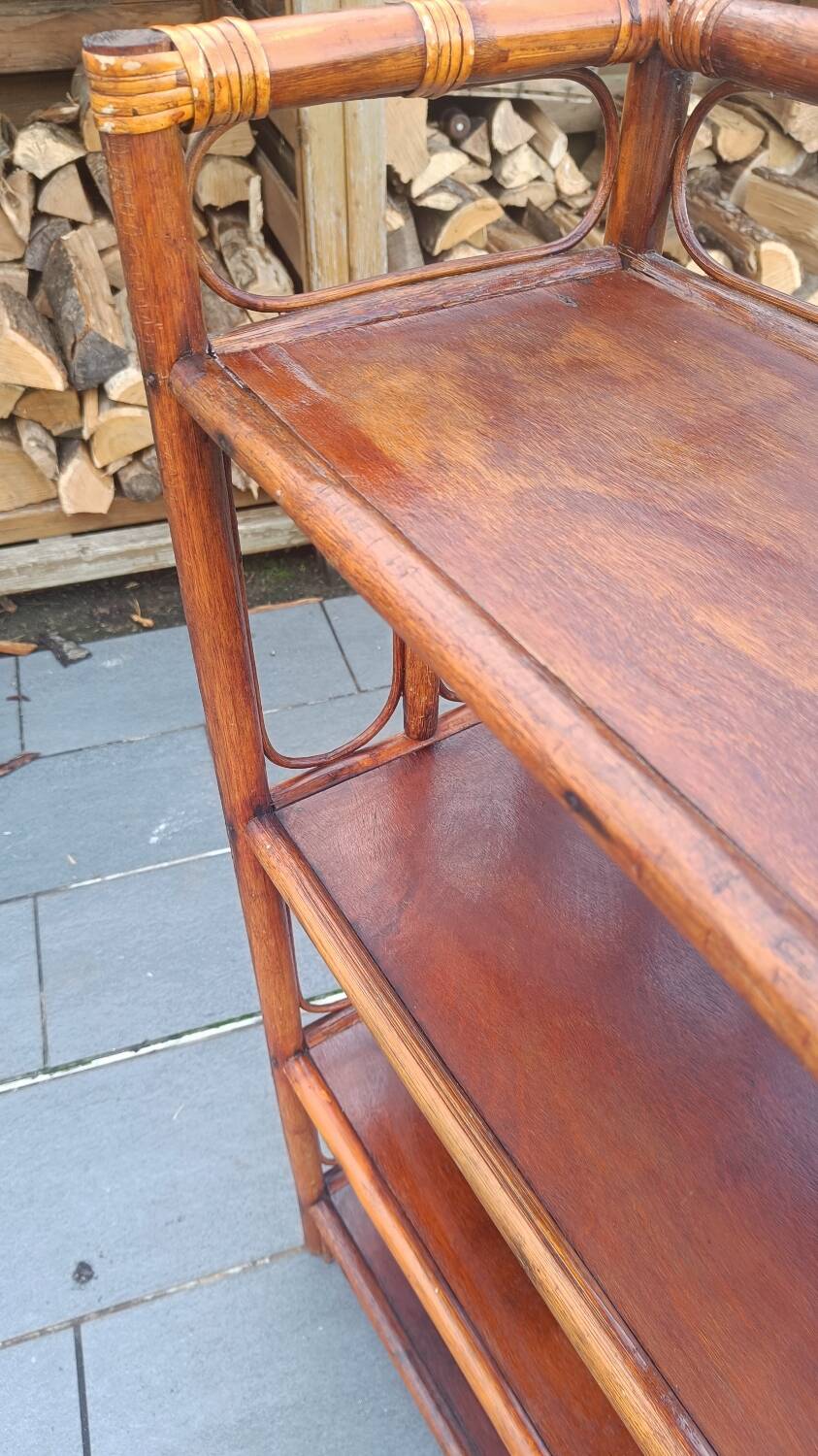 Four-tier rattan shelf