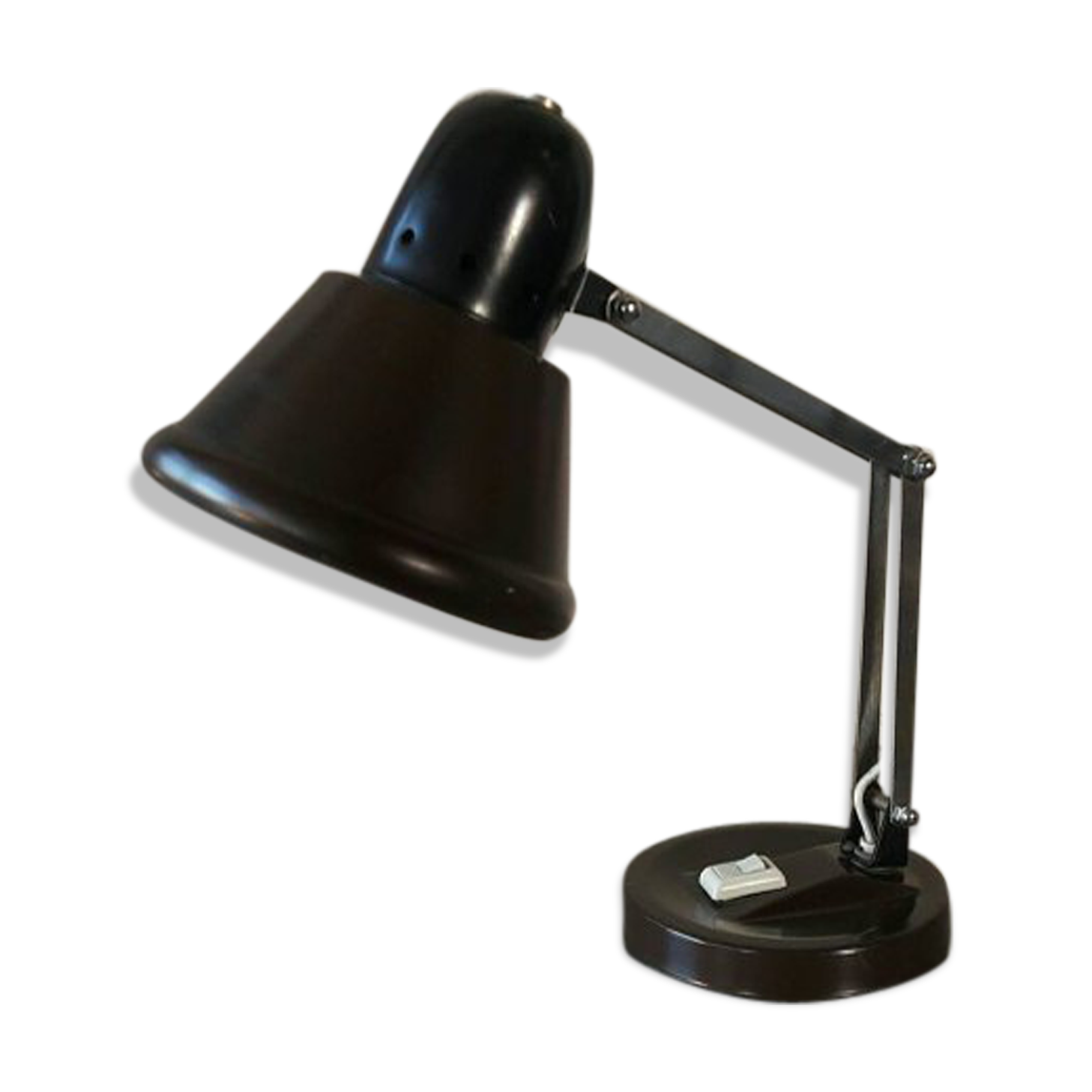Lampe de bureau marron chocolat 60's