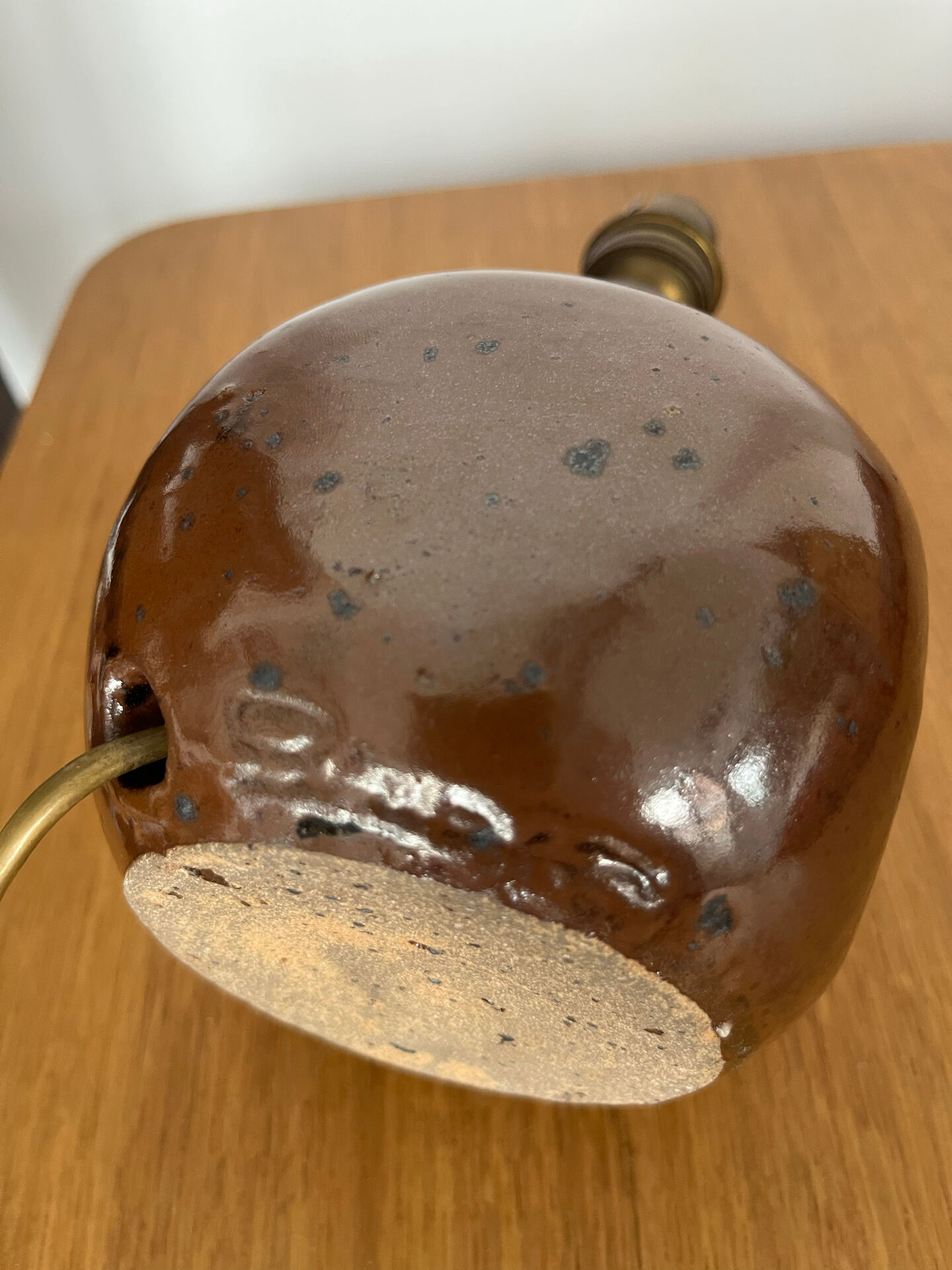 Table lamp with a stoneware base signed Baudat