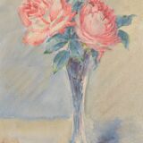 Watercolor bouquet of peonies