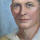 Vintage Oil On Canvas Men Portrait Signed, Small, 1950s
