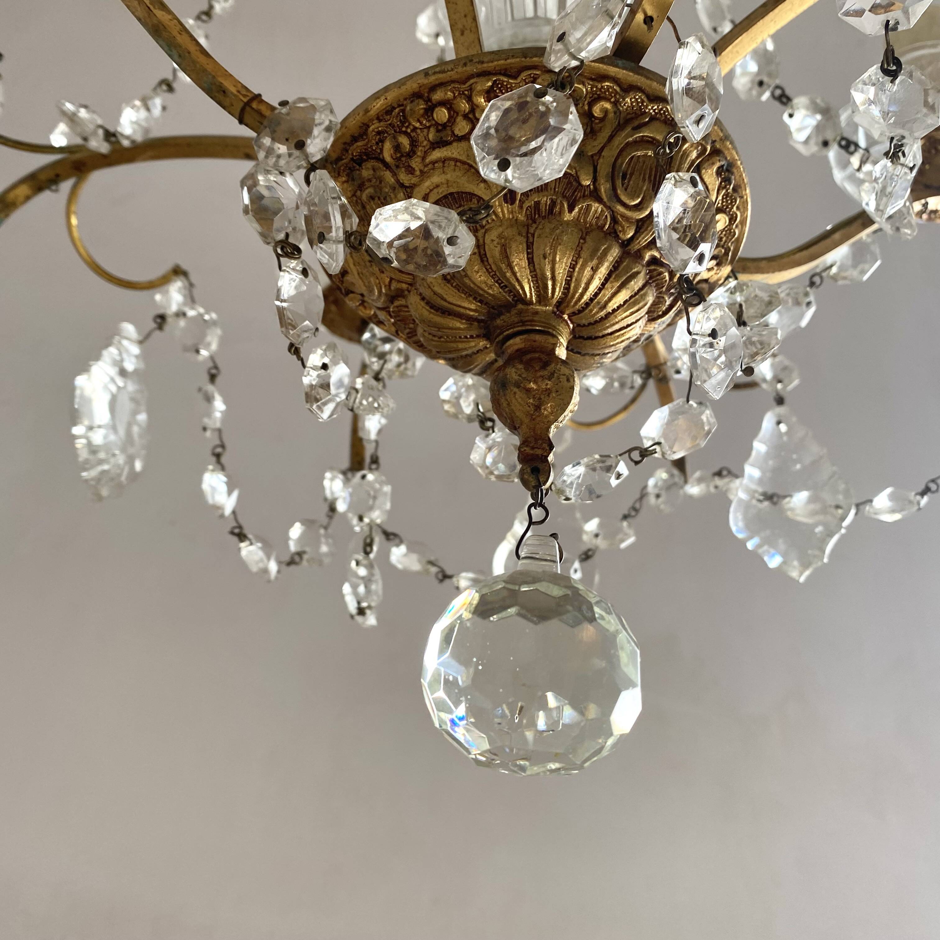 4-light chandelier with tassels, height 80cm