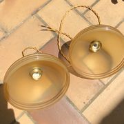 Suspension duo frosted glass orange and golden electricity new