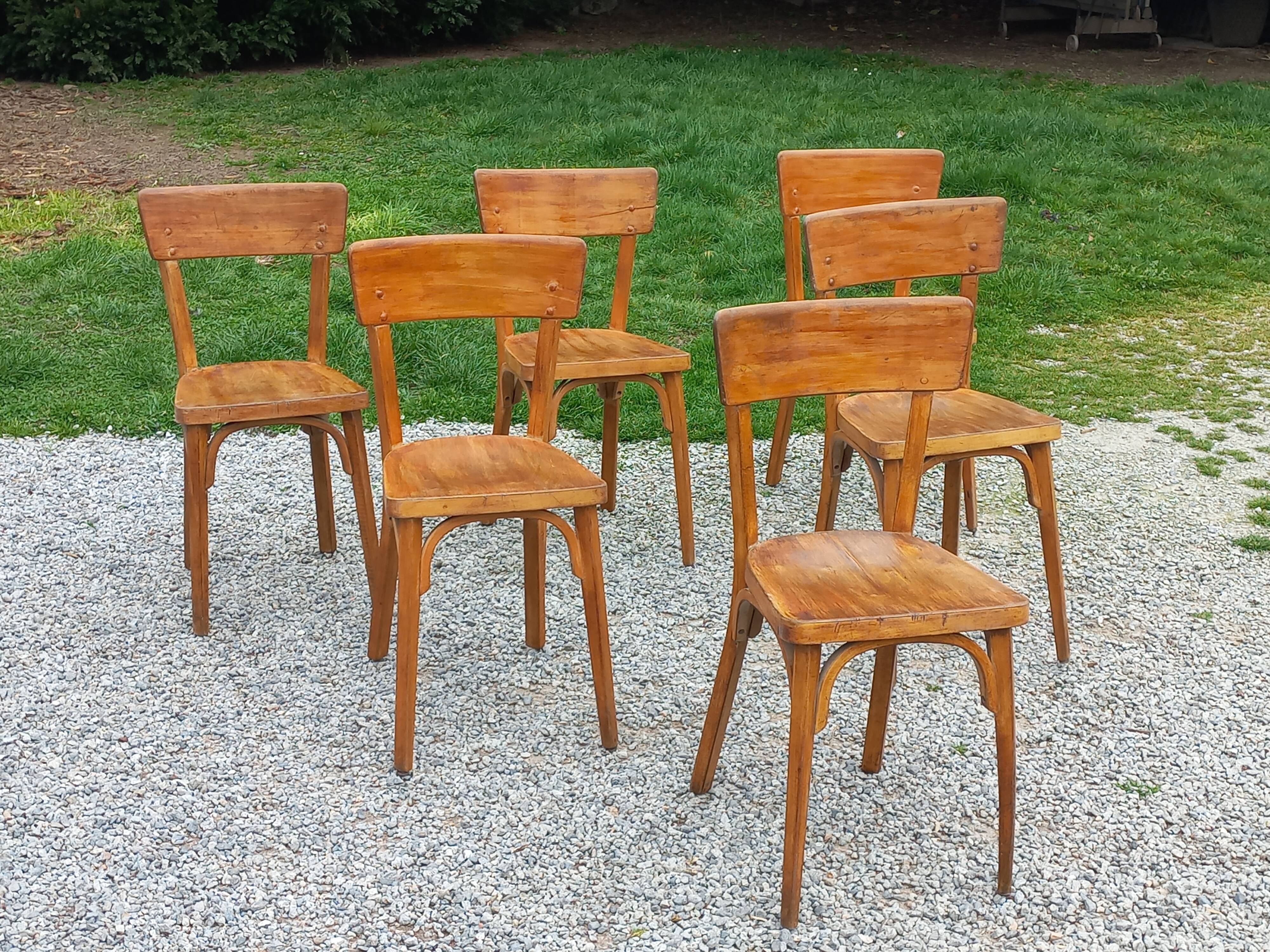 Set of 6 1950s bistro chairs