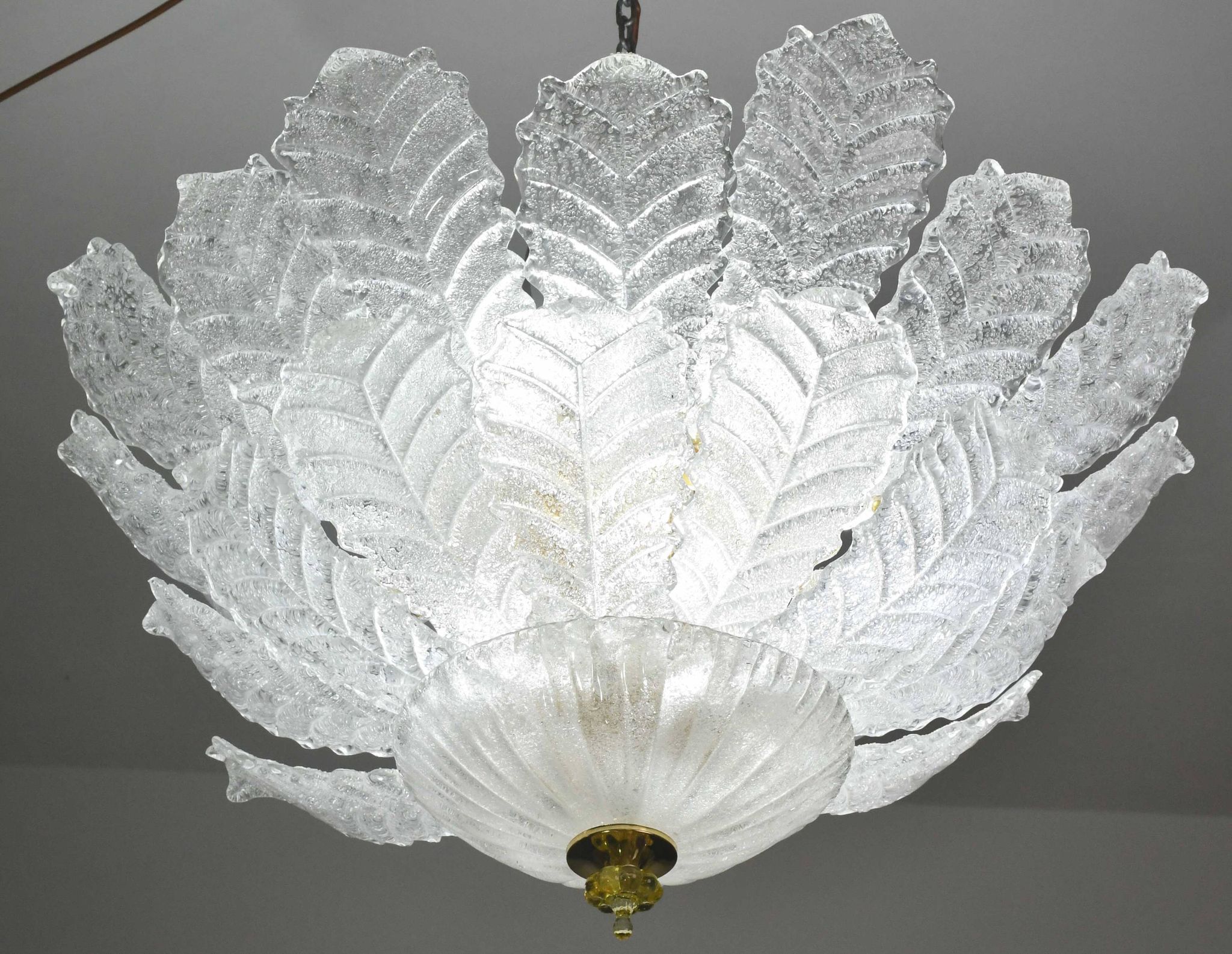 Florence, large size Murano clear transparent vintage glass ceiling light