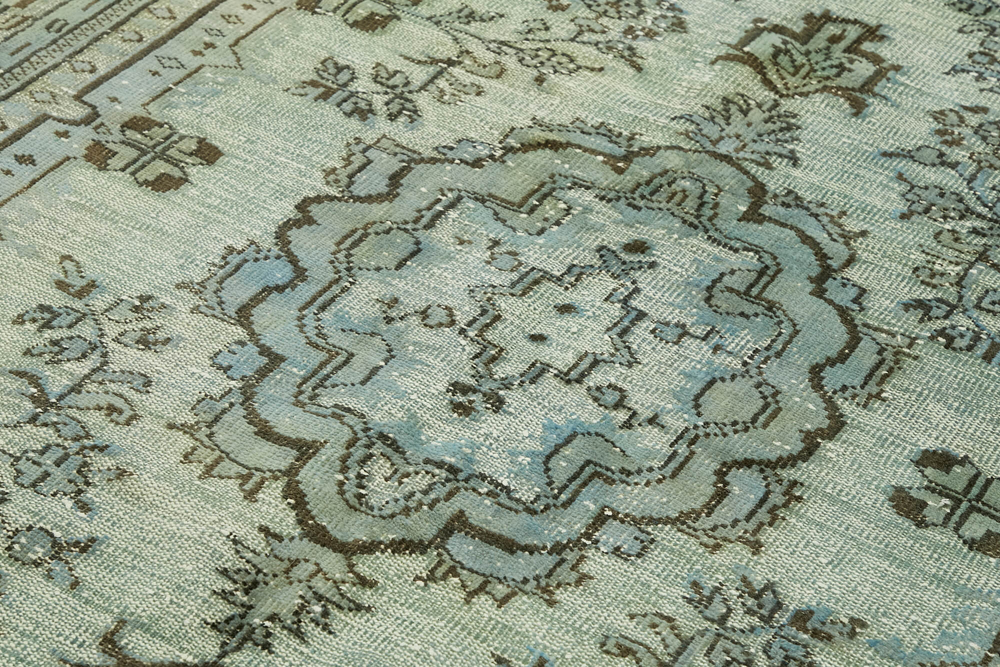 Handwoven Overdyed Oriental 1970s 190 cm x 314 cm Blue Carpet