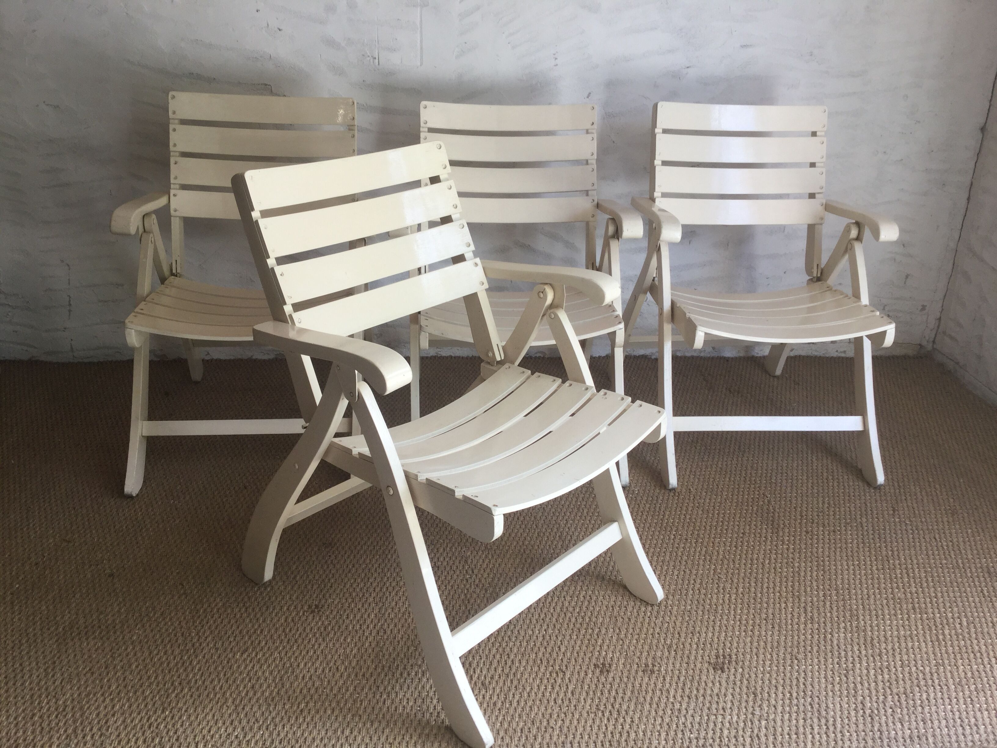 4 vintage folding garden armchairs
