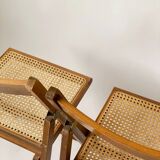 Pair folding chairs caning