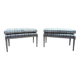 Pair of Louis XVI benches in lacquered and gilded wood