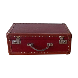 30s red leather suitcase