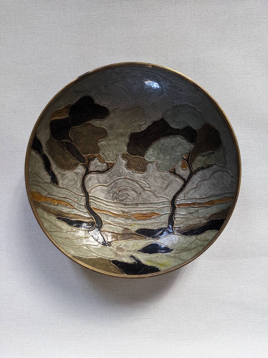 Vide poche laiton cloisonné décor peint à la main laiton émaillé