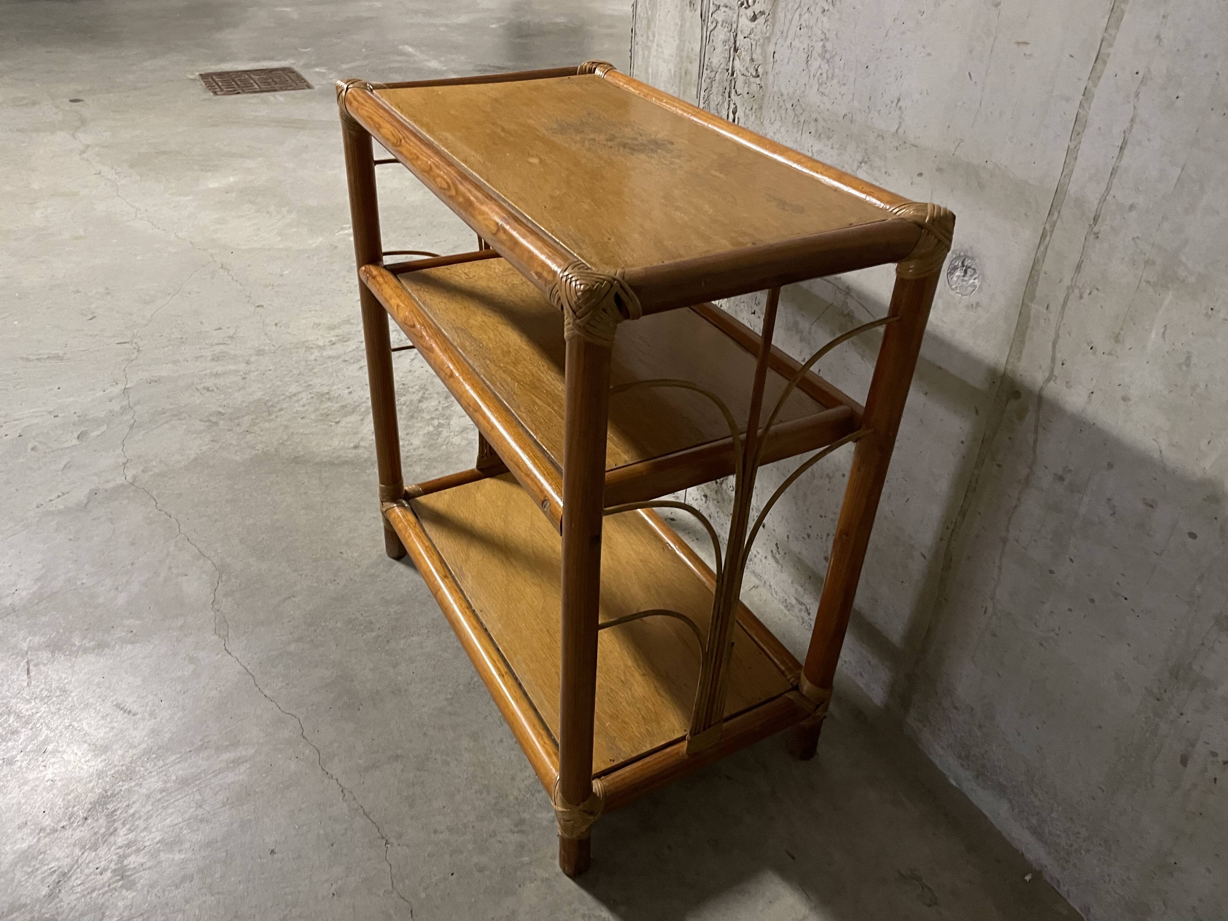 1960s rattan shelf