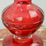 Bohemian red crystal vase decorated with vine leaves, 19th century