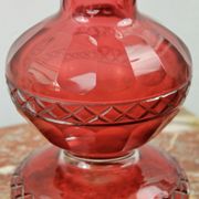 Bohemian red crystal vase decorated with vine leaves, 19th century