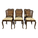 Set of 6 English walnut chairs from the 1950s