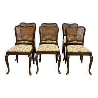 Suite de 6 chaises anglaises en noyer des années 1950
