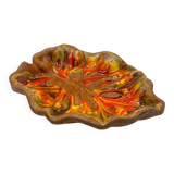 Polychrome glazed ceramic multi-lobed bowl from the 1970s