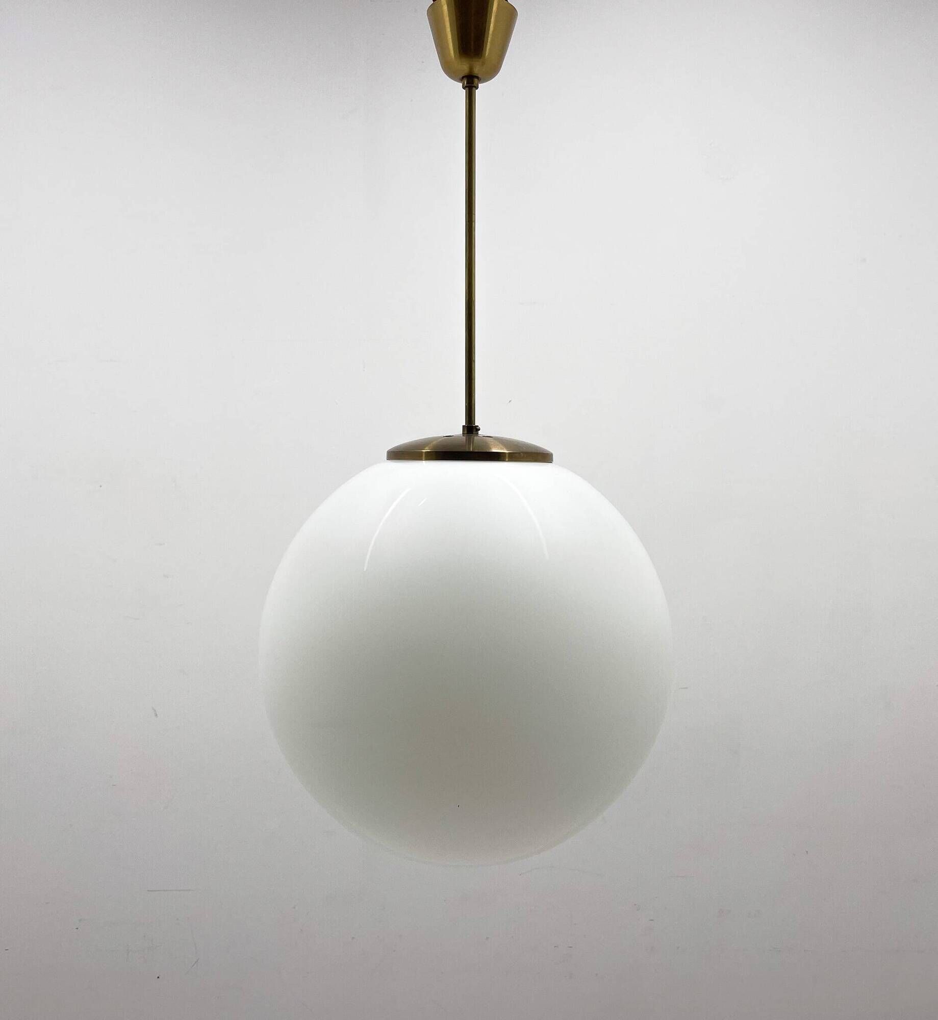 Large milk glass pendant light by kamenicky senov