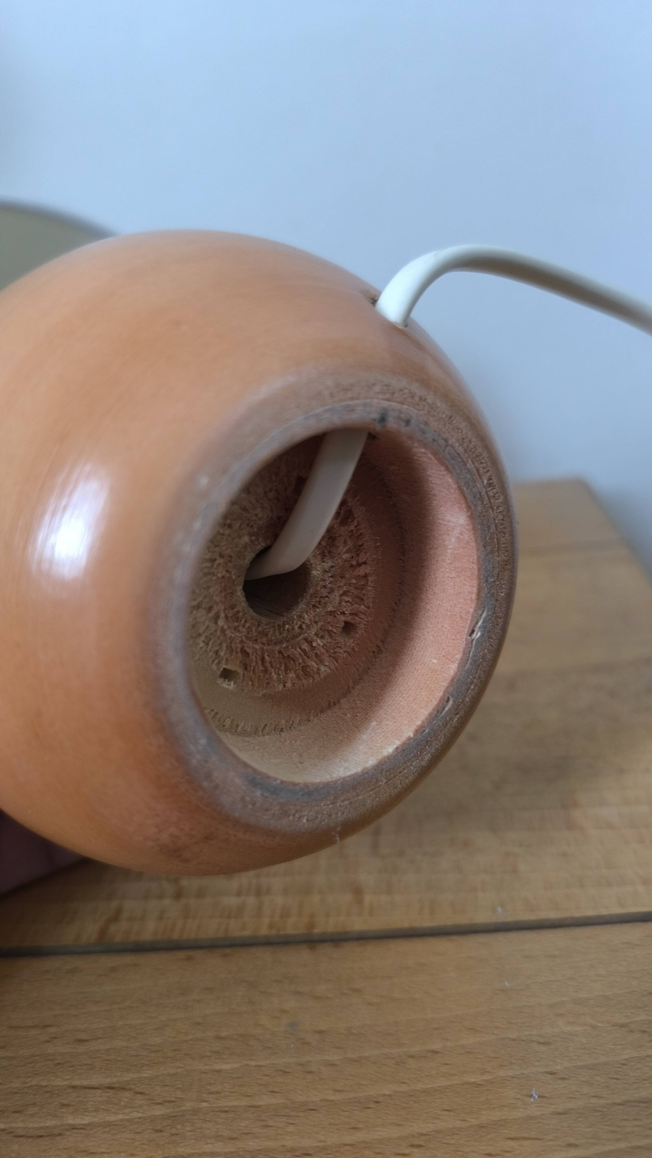 Vintage walnut wood ball lamp