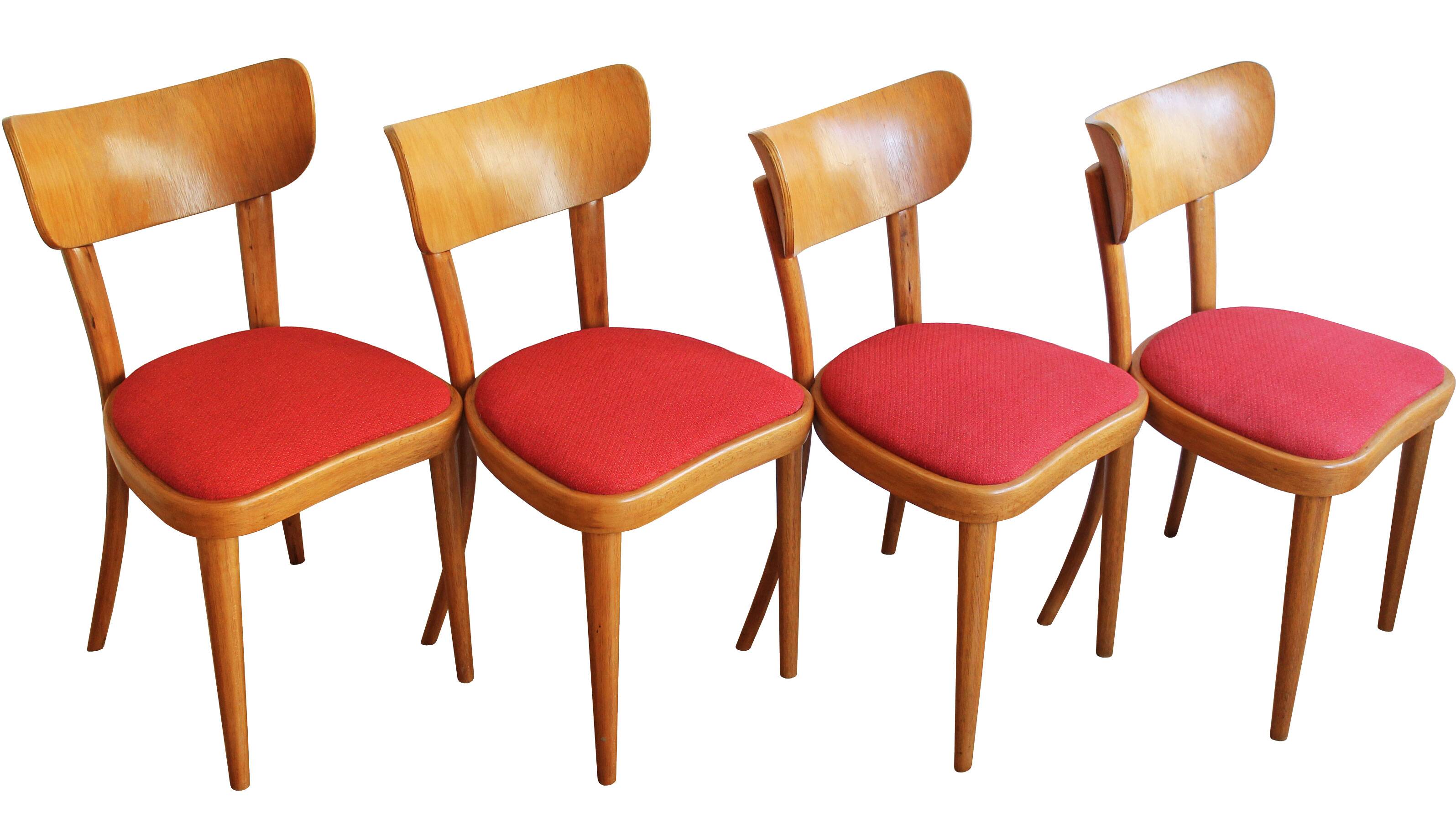 Set of Four Thonet Dining Chairs, Late 1940s