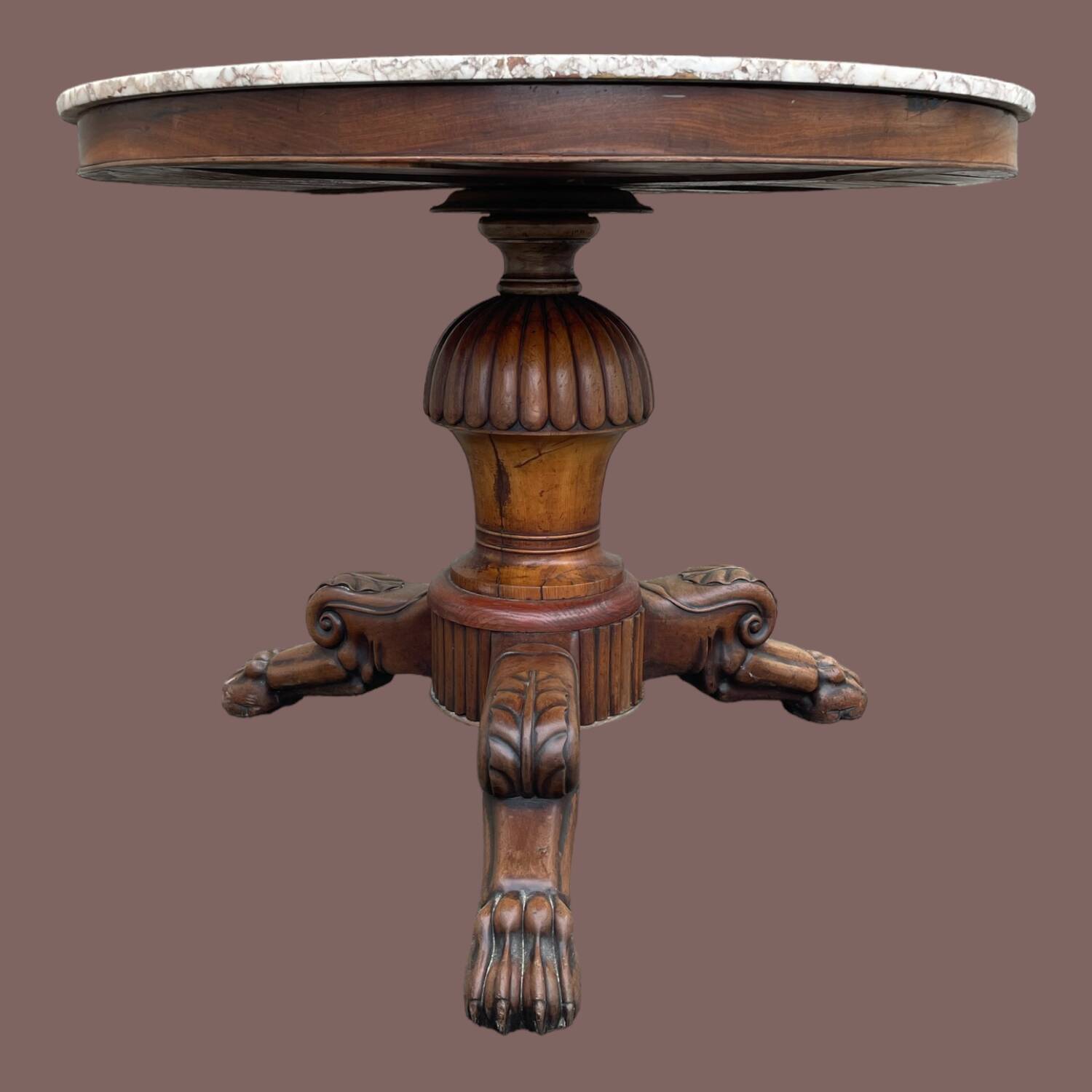 Drum table, 19th century mahogany pedestal table