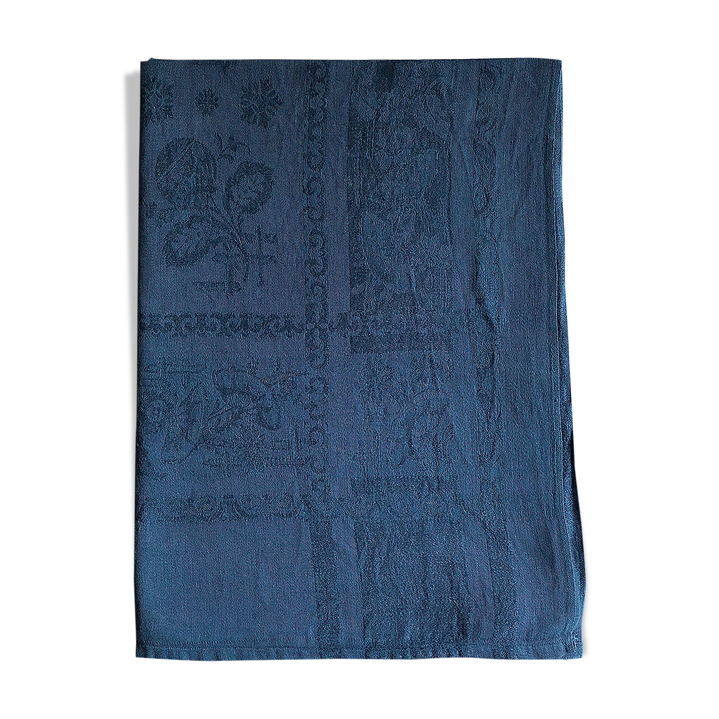 Damask linen and silk tinted royal blue