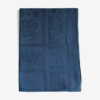 Damask linen and silk tinted royal blue