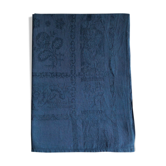 Damask linen and silk tinted royal blue