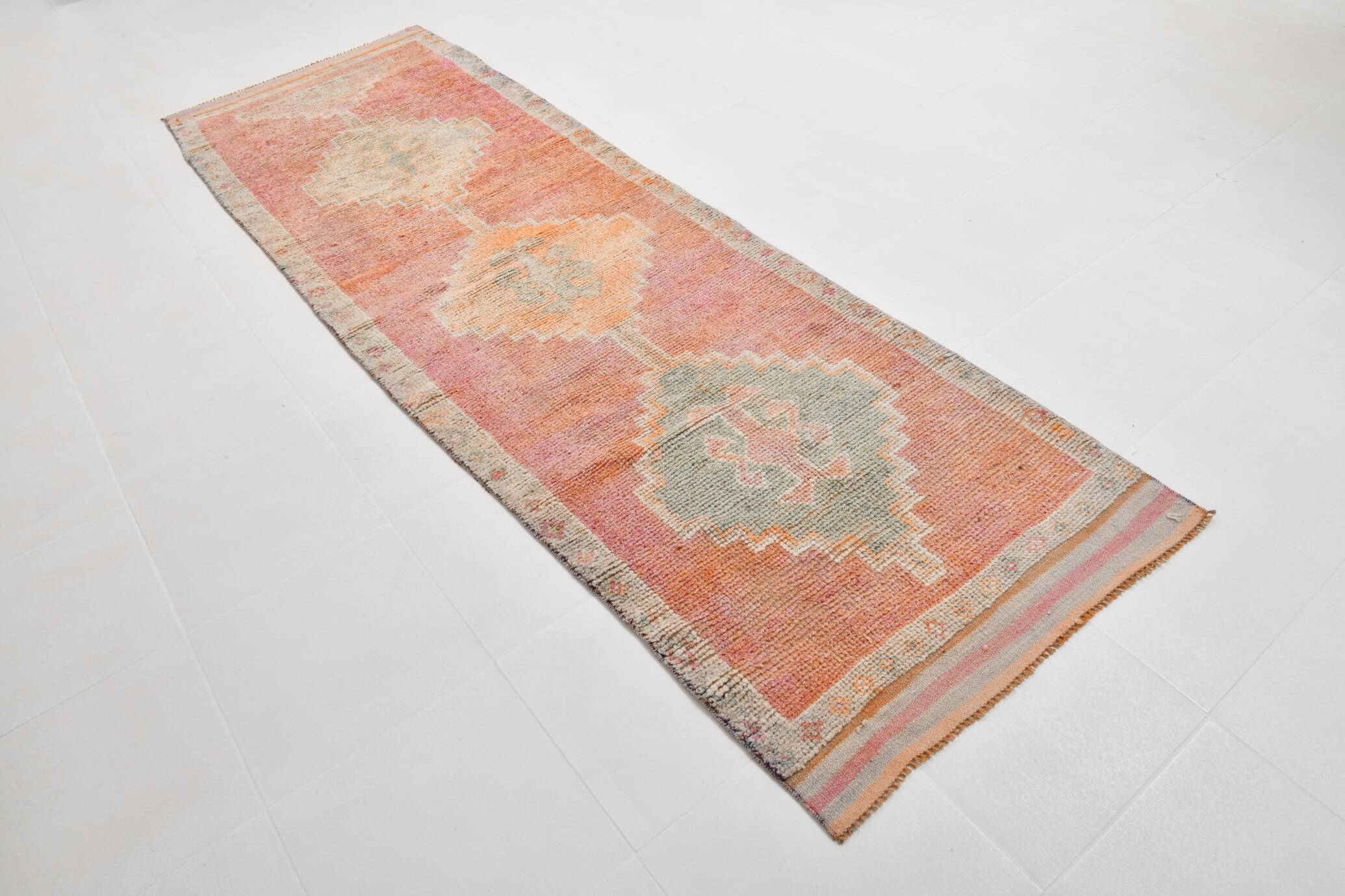 3x10 Peach Red Orange Turkish Runner Rug, 101x311Cm SK 22019