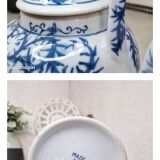 Chinese teapot in blue and white porcelain square handle