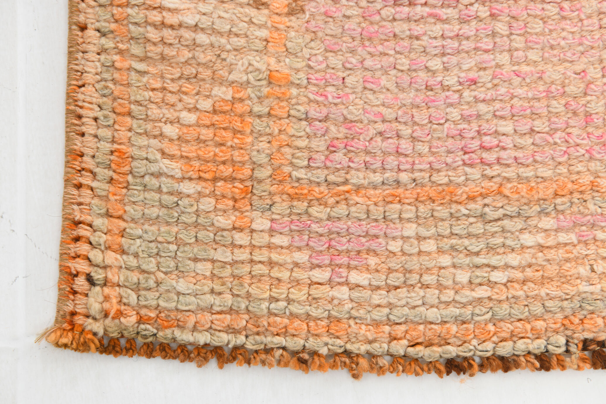 3x13 pale pink & orange turkish runner rug 82x403cm