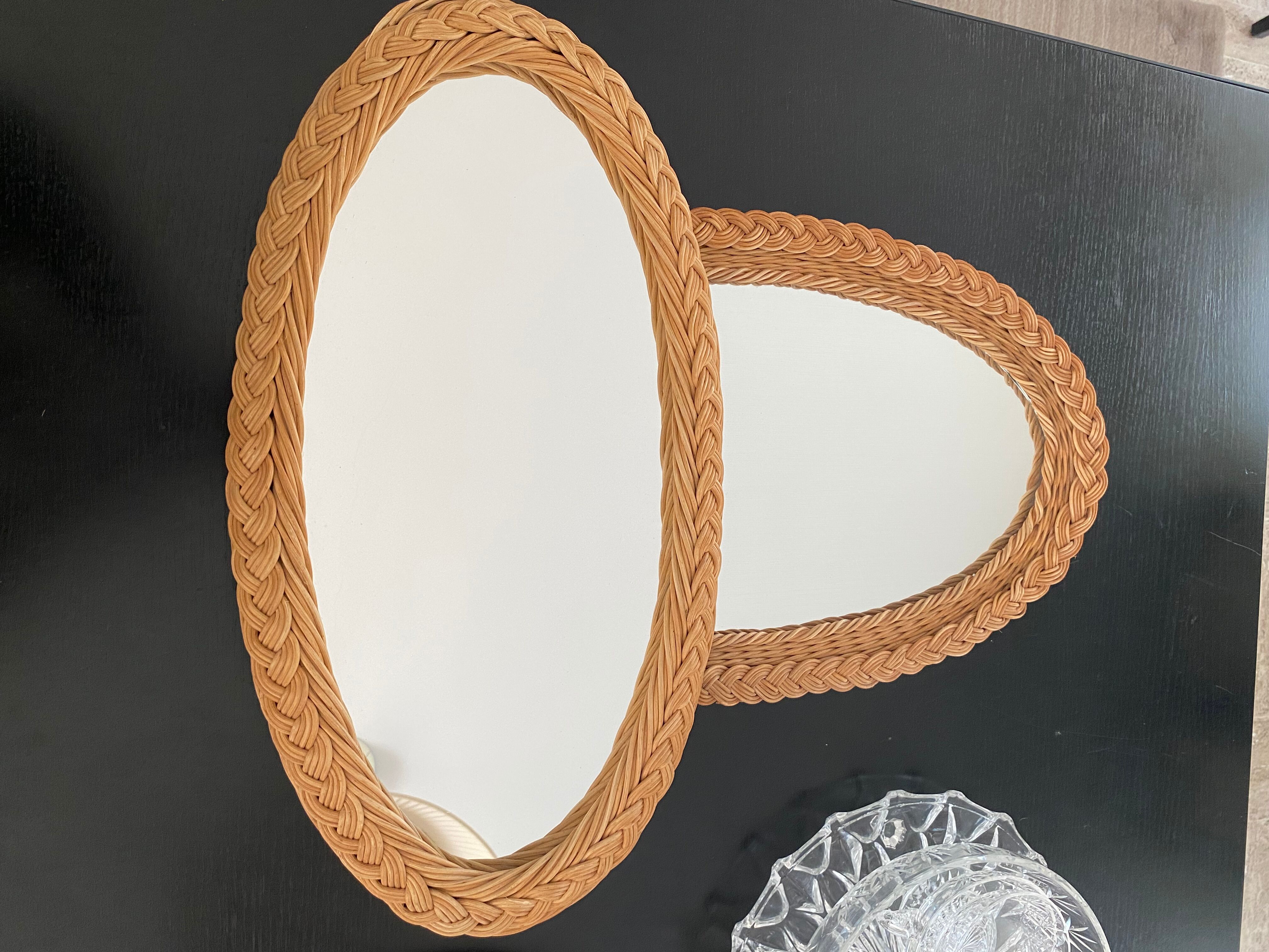 Braided rattan mirror