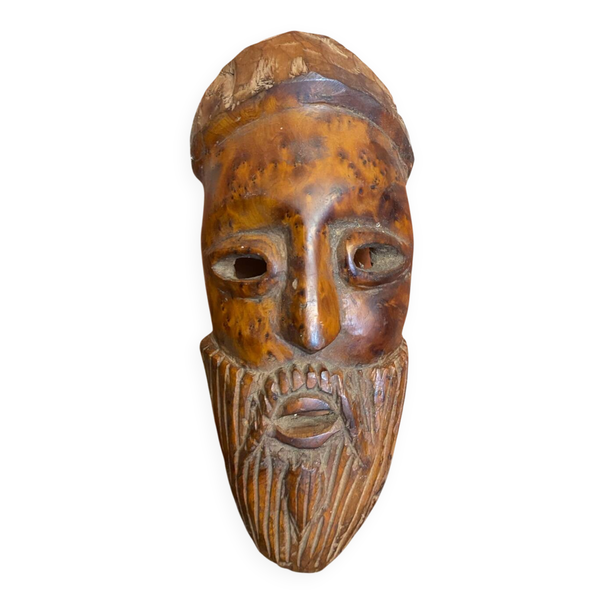 Moroccan mask in carved wood vintage decoration
