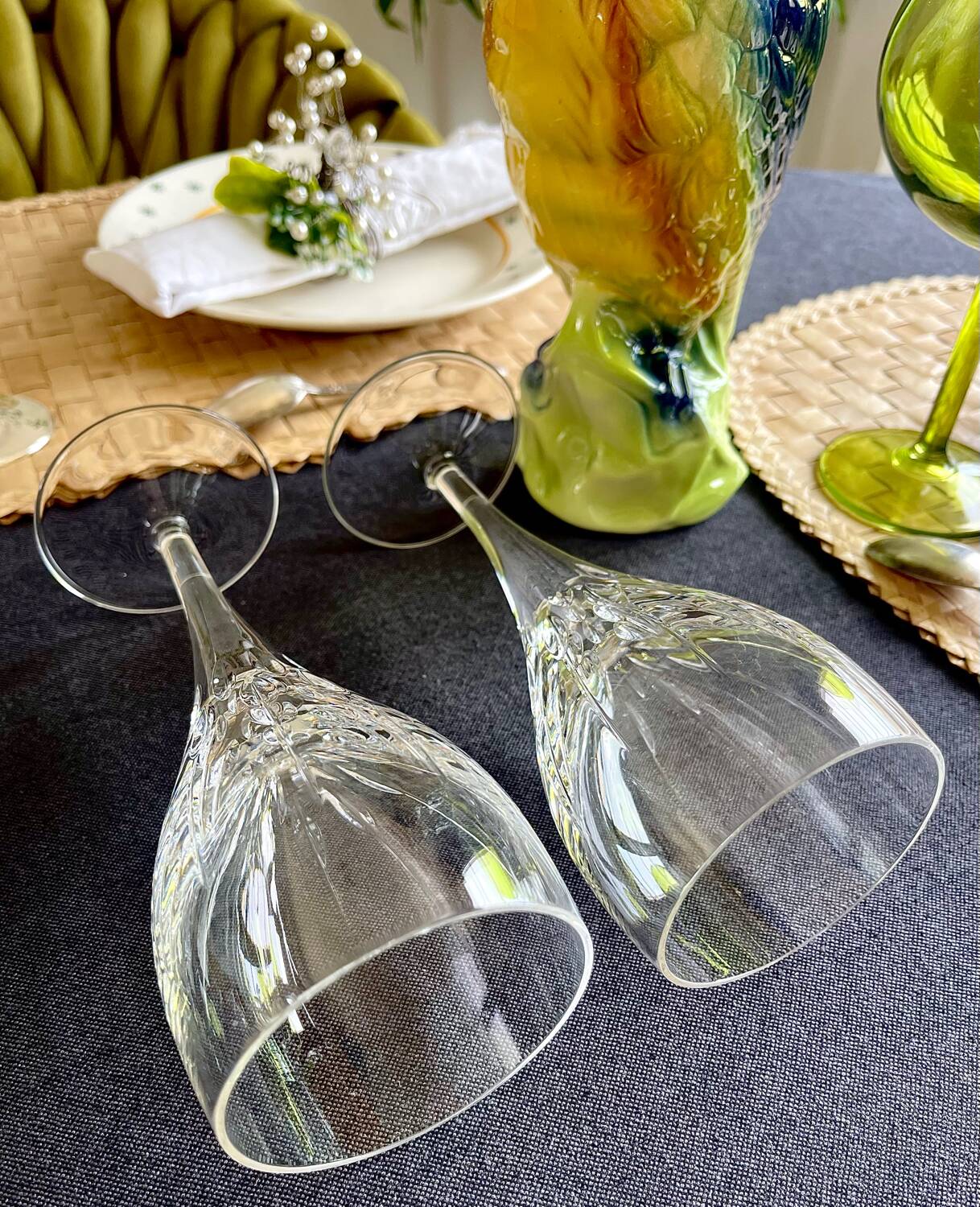 2 stemmed glasses from the Lorraine crystal factory
