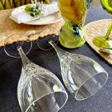 2 stemmed glasses from the Lorraine crystal factory